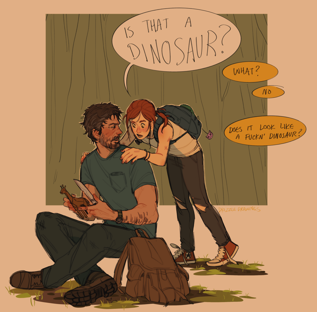 saintitchief on X: The artist who drew this fan art of Joel and Ellie from  HBO's The Last of Us got flamed so hard on twitter that he apologized and  redrew Ellie's