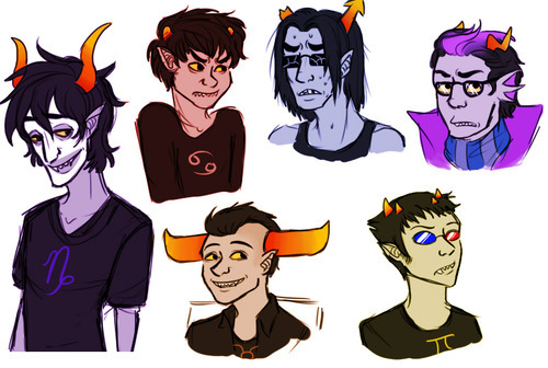 started off drawing gamzee….. and then i drew the rest of the boys v u v
