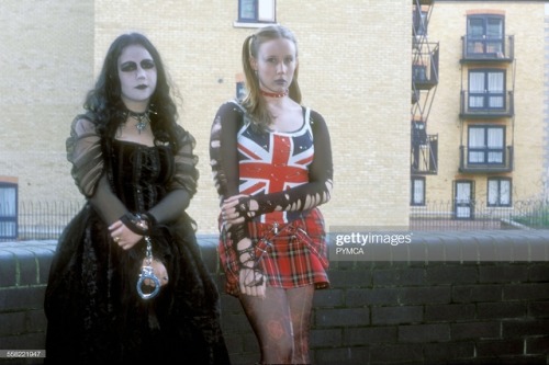 lame-beauty-item: A teenage Goth and punk girl awaiting a Slipknot gig to start at london Arena, UK 