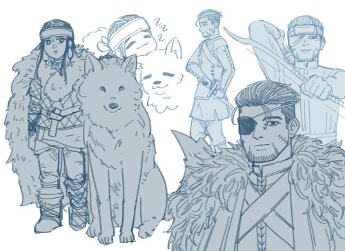 another gk dumppkmn au, asoiaf au (fting night’s watch ogata, northerner asirpa + direwolf retar, wi