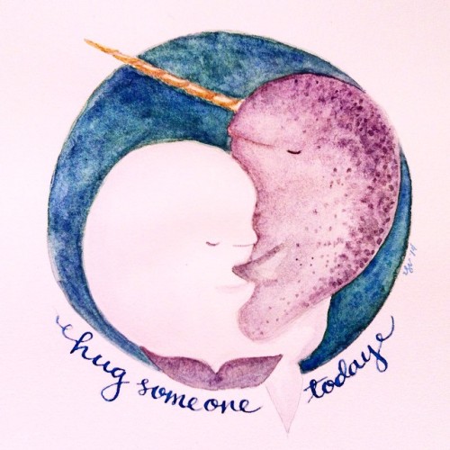 Hug someone today! #belugawhale #narwhal #watercolor