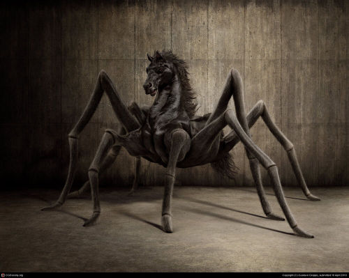 randomencounters:cryptids-of-the-world:Old Spider Legs is a horse-like creature reported by the lumb