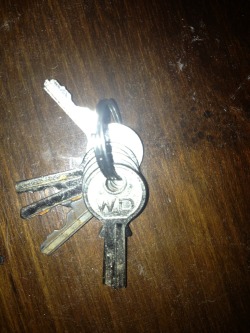 nethnggoes:  Well. I’m supposed to be unlocked this Saturday for some fun but my wife says first we are gonna play a new game called, “cut the key.” Only one of these keys fits my lock. I have to close my eyes, jumble the keys around and then “cut”