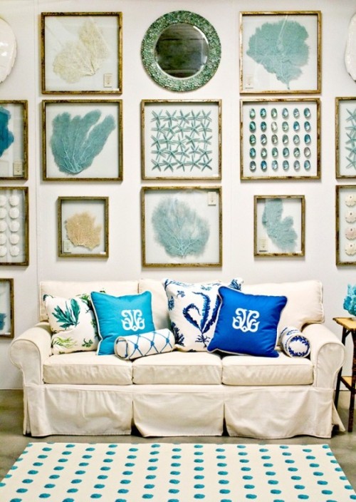 Beachy Turquoise in the Living Room