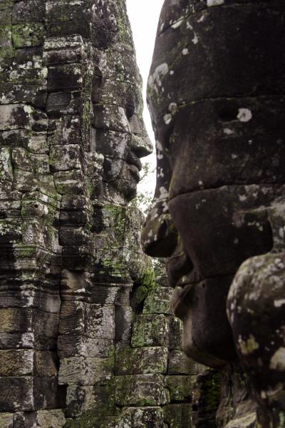 Buddha faces of Bayon Temple at Angkor Wat complex, Siem Reap, Cambodia.