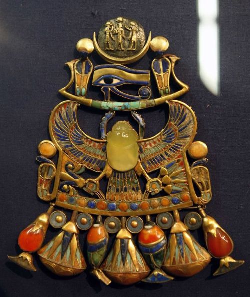 Winged Scarab Pendant of TutankhamunThis golden pendant of cloisonné technique is inlaid with