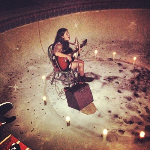 Friday night I played a show in empty pool. It was midnight during a new moon. Candles and lights flickered everywhere. People sat with their legs dangling off the edge of the pool. I sang my heart out and connected with beautiful people. Magic.