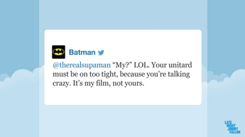 XXX latenightjimmy:  Batman and Superman Tweet photo