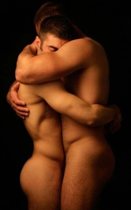 Cute gay guys cuddling