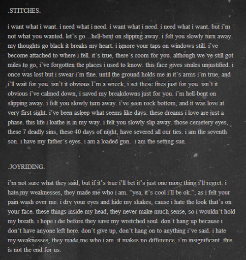 Stomachaches lyrics, by Frank Iero. (x)