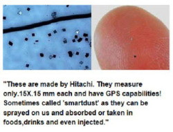 princessmonsanto:  deluision:  Smart-dust: Hitachi Develops World’s Smallest RFID Chip &ldquo;Nicknamed &quot;Powder&rdquo; or &ldquo;Dust&rdquo;, the surface area of the new chips is a quarter of the original 0.3 x 0.3 mm, 60µm-thick chip developed