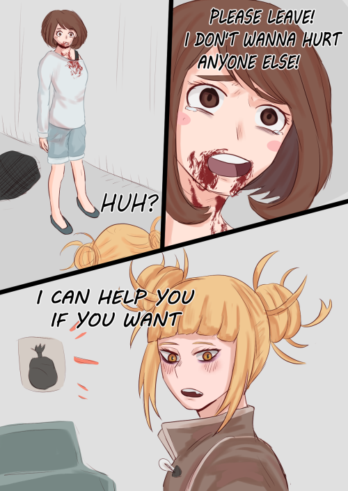 VampireAU togachako  Where Uraraka is a new vamp who is unhappy with her condition, then she meets T