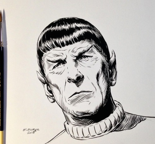 ink drawing of Spock