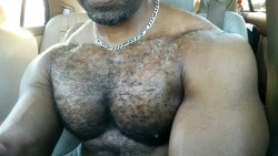 skippypodar:  Driving shirtless reblog. :)   Mounds of muscles - great pecs and arms - WOOF