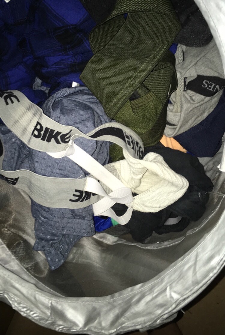 hairy-briefs:  My dirty laundry basket, at the suggestion of @dugout9, no Febreeze