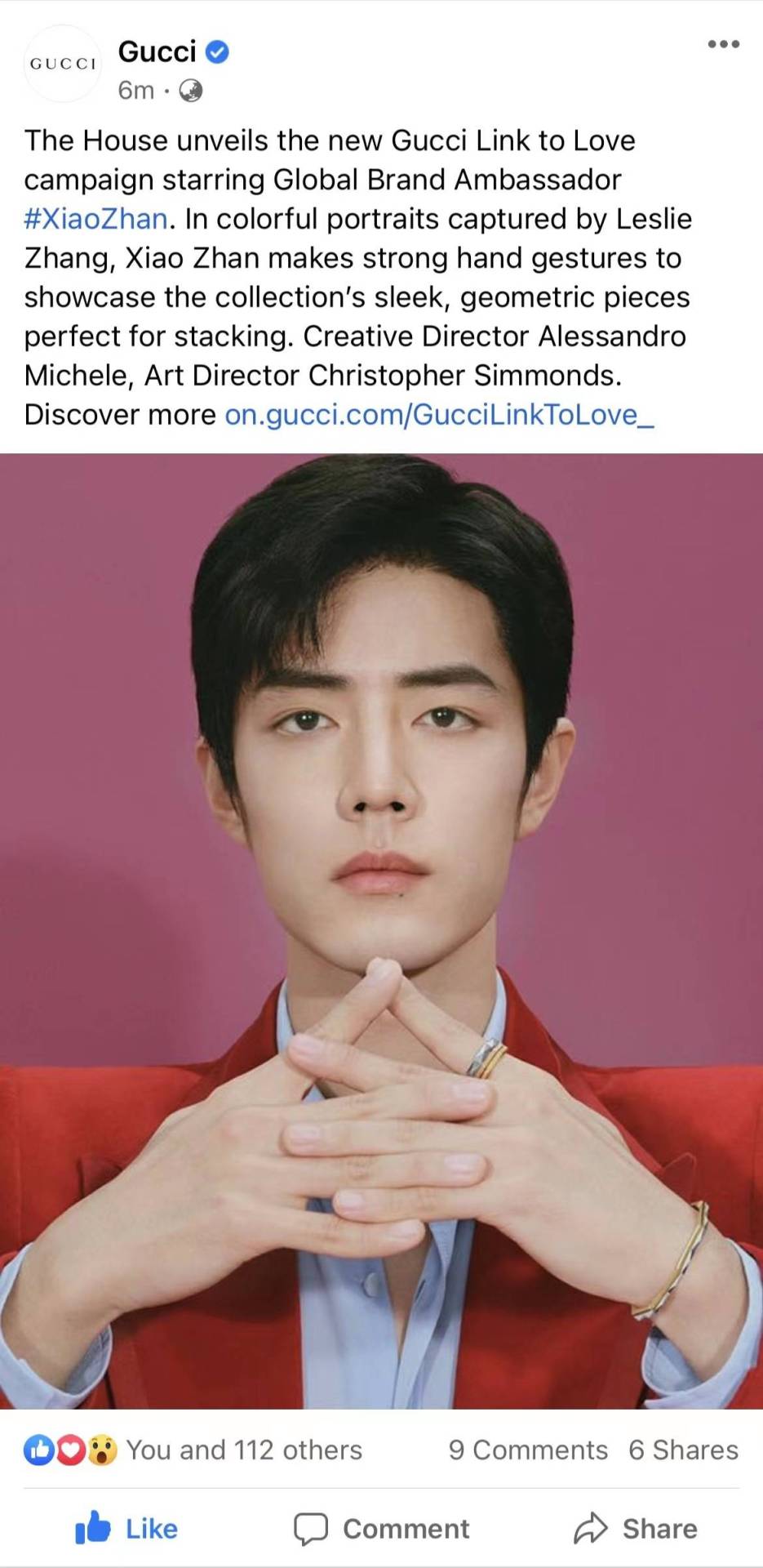 XIAO ZHAN is the New Brand Ambassador of GUCCI