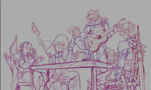 WIP’s of a new illustration I’m working on! BP characters in a DnD Au setting 