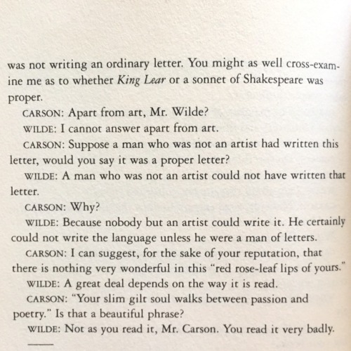 oscar wilde responding to sir edward carson (engaged by the marquess of queensberry to lead his defe