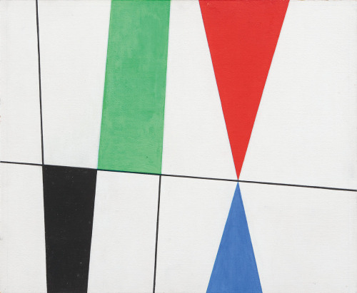 amare-habeo:Sophie Taeuber-Arp (Swiss, 1889 - 1943) Plans and triangles peak to peak, 1931Oil on car