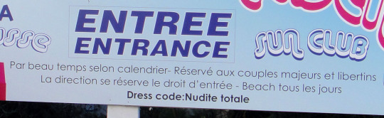 A wonderful sign: you should not wear any clothes!