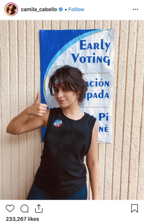 camila_cabello I JUST VOTED IN MY STATE OF FLORIDA!!!!!!!! ELECTION DAY IS NOVEMBER 6 AND EARLY VOTI