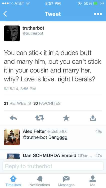 ourselfs: dumbass heterosexual apparently thinks homosexuality and incest are two comparable topics
