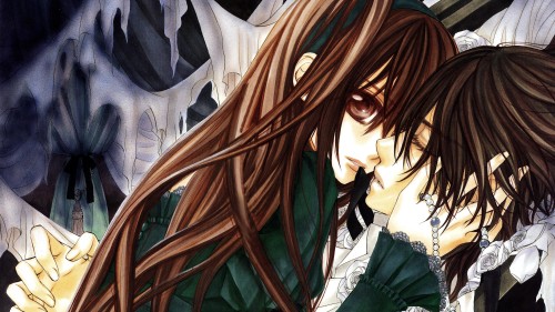 yuuki cross is holding kaname kuran's face