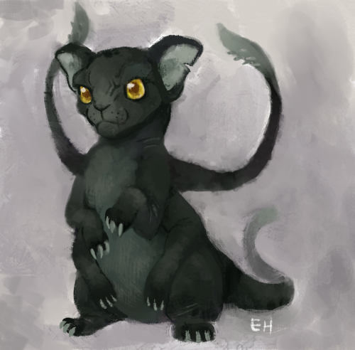 In my dnd game my tiefling has picked up a baby displacer beast now named Chestnut. I love him very 