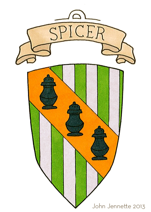 johnjennetteart: HOUSE SPICER • Castamere Paly green and silver, three black pepperpots on a sa