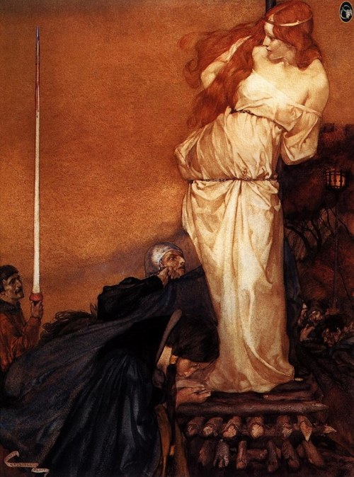 vardlokkurulv: William Russell Flint - Guinevere Rescued by Lancelot (19th century)