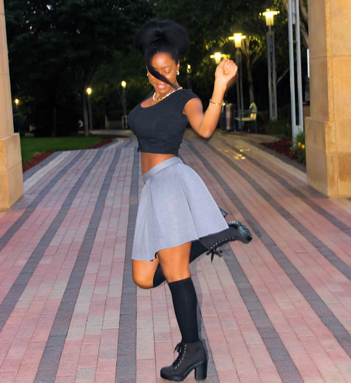 yinkanaturalista:  yinkanaturalista:  Natural hair. Knee High Socks. Crop Top. And