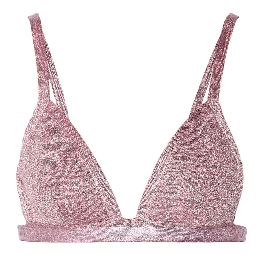 tropicale-moderne:MIU MIU Metallic stretch-knit soft-cup triangle bra ...