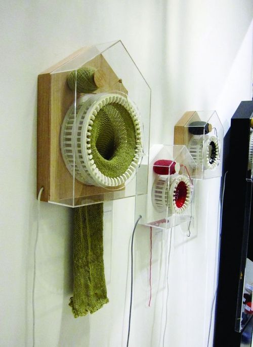 An Artist designed a Clock that knits a Scarf a year. It's called the 365 knitting clock.