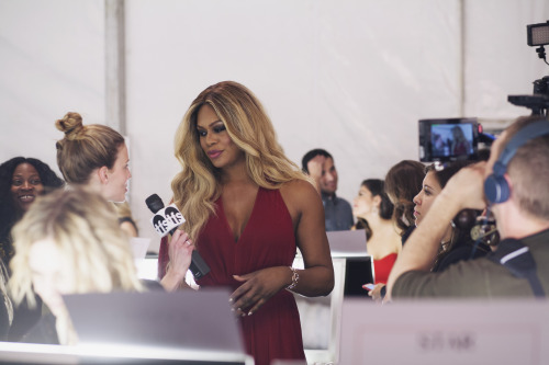 sarahratner:Laverne Cox backstage at Go Red for Women. Mercedes-Benz Fashion Week 2015