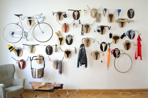 brixtonnihilistcyclingclub: Hunting trophy hanger made from recycled bicycle parts Win trifecta. Doi