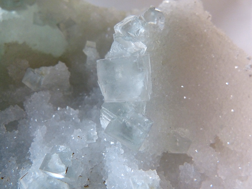 rockon-ro:FLUORITE (Calcium Fluoride) from Madagascar. Pale green cubic fluorite crystals with drusy