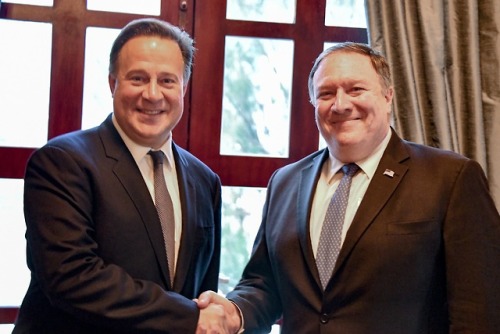 U.S. Secretary of State Michael R. Pompeo meets with Panamanian President Juan Carlos Varela in Pana