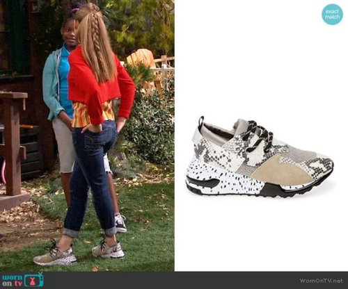 Ava's patchwork sneakers on Bunkd Cliff 