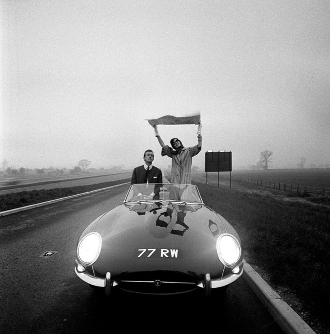 mondfaenger:  E-Type Jaguar on the M1 Motorway soon after it opened, 1960 Photo by
