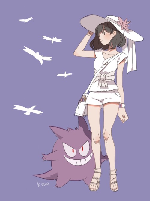 k-owa: sorry ive been so inactive here, i did a quick doodle of my pokemon sun trainer and my gengar