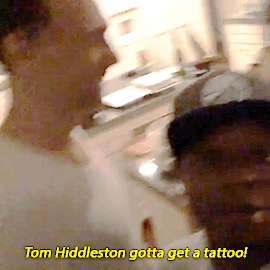 thehumming6ird:Throwback Hiddles ~ Jason Mitchell: ‘Tom has to get a tatt!!!!’In which Tom is much m
