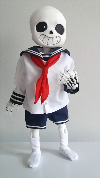theslowesthnery:i finished sans’s little sailor uniform! please look at my Very Handsome son! the ph