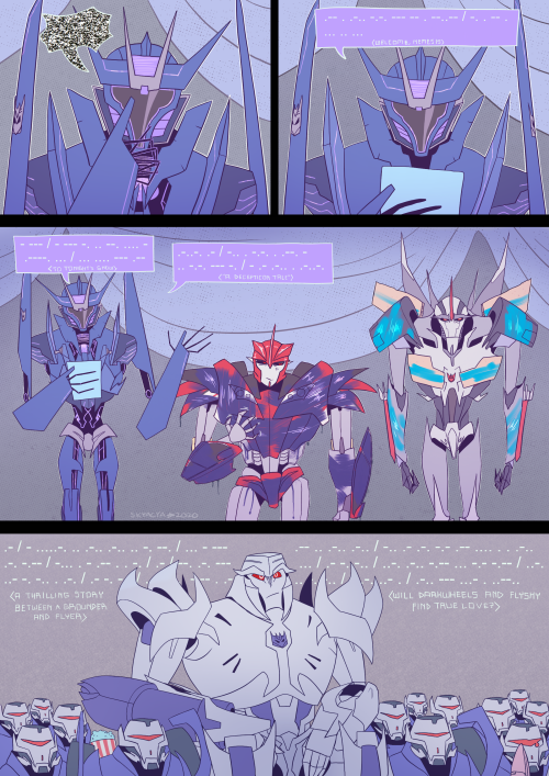 And the saga continues.Headcanon of mine: TFP Soundwave can speak in a binary-sort of language like 