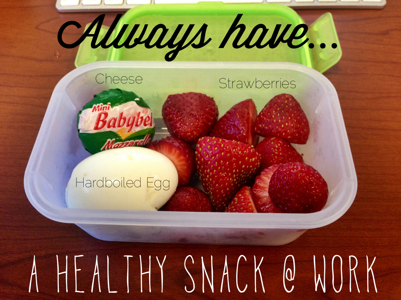 Always have a healthy snack for those long work days. Foods higher in protein keep you full and satisfied longer. This was my mid morning snack today. www.gethealthyconfidential.tumblr.com