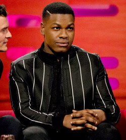 starwarsfilms:John Boyega during the filming of the Graham Norton Show at The London Studios, to be aired on BBC One on Friday, April 28th