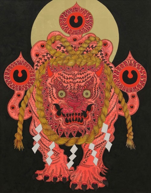 thunderstruck9:Kaneko Tomiyuki (Japanese, b. 1978), Red Tiger Deity, 2019. Mineral pigments, transpa