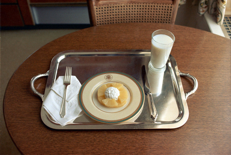 “This is the lunch that President Richard Nixon ate on August 8, 1974, just before going on national television to announce that he was resigning. White House photographer Robert Knudson captured it on film. The next day, Nixon boarded a plane for...
