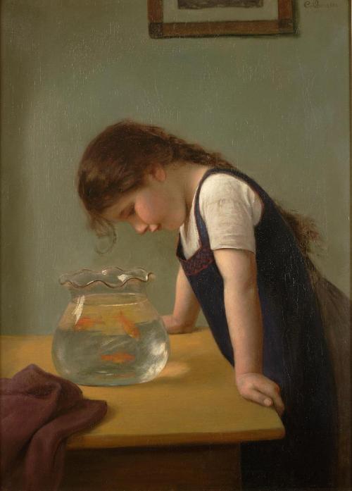 rainlullaby99:A Girl Looking Into A Goldfish Bowl - Carl von Bergen