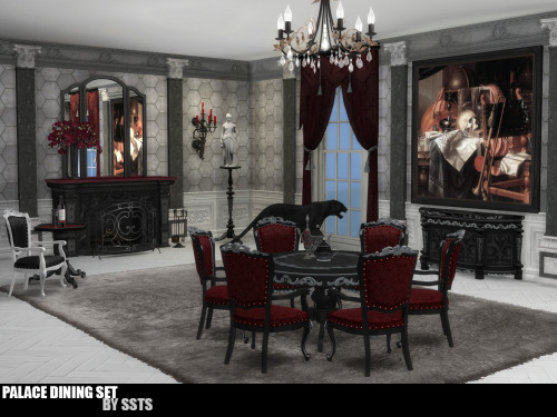 strangestorytellersims: PALACE DINING SET by SSTS New meshes Base game compatible 8 items  Polycount