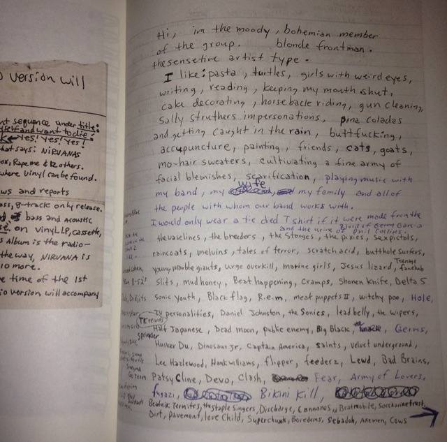 pussylice:  room-on—fire:  Kurt cobain’s journal
